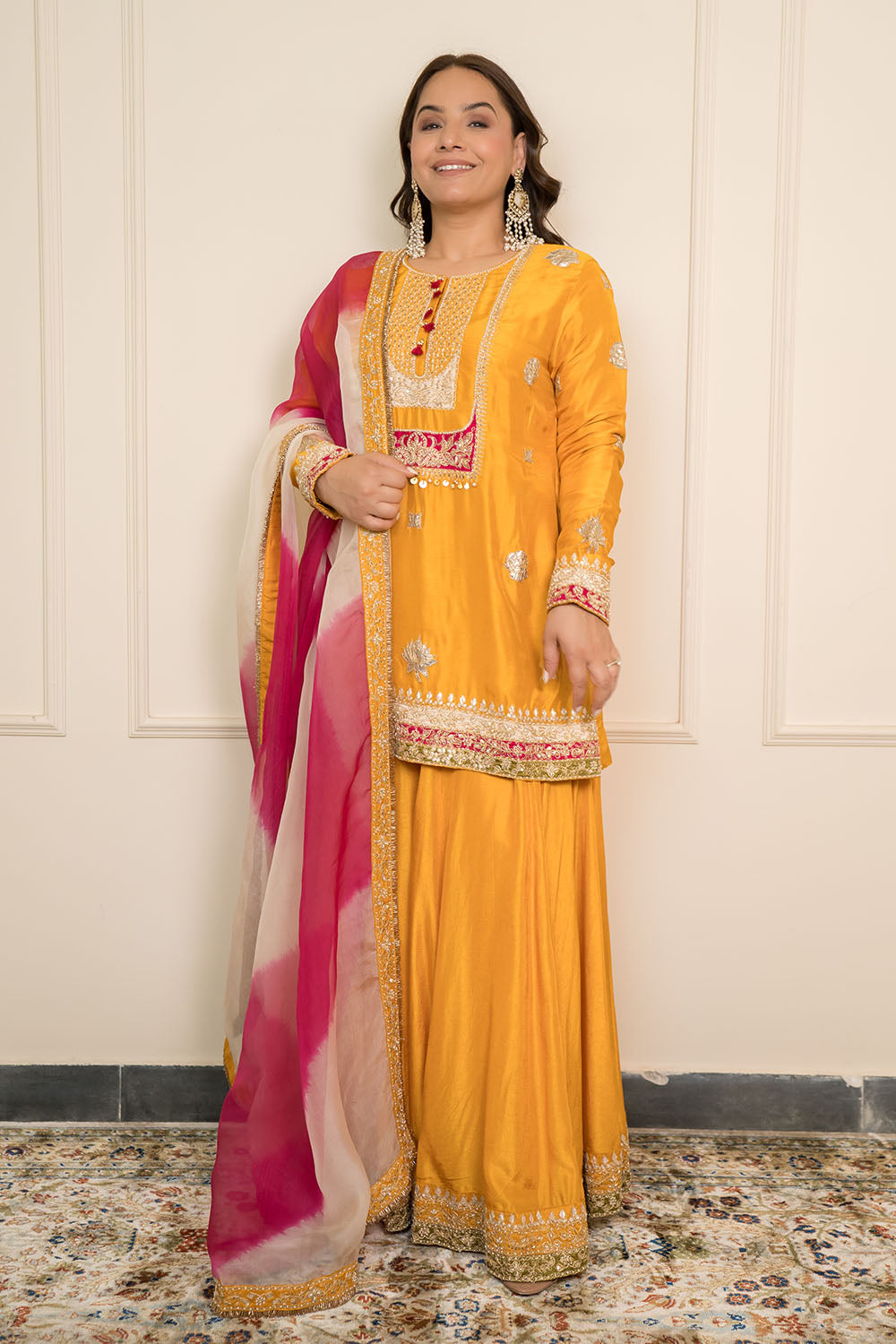 A Yellow Sharara Set