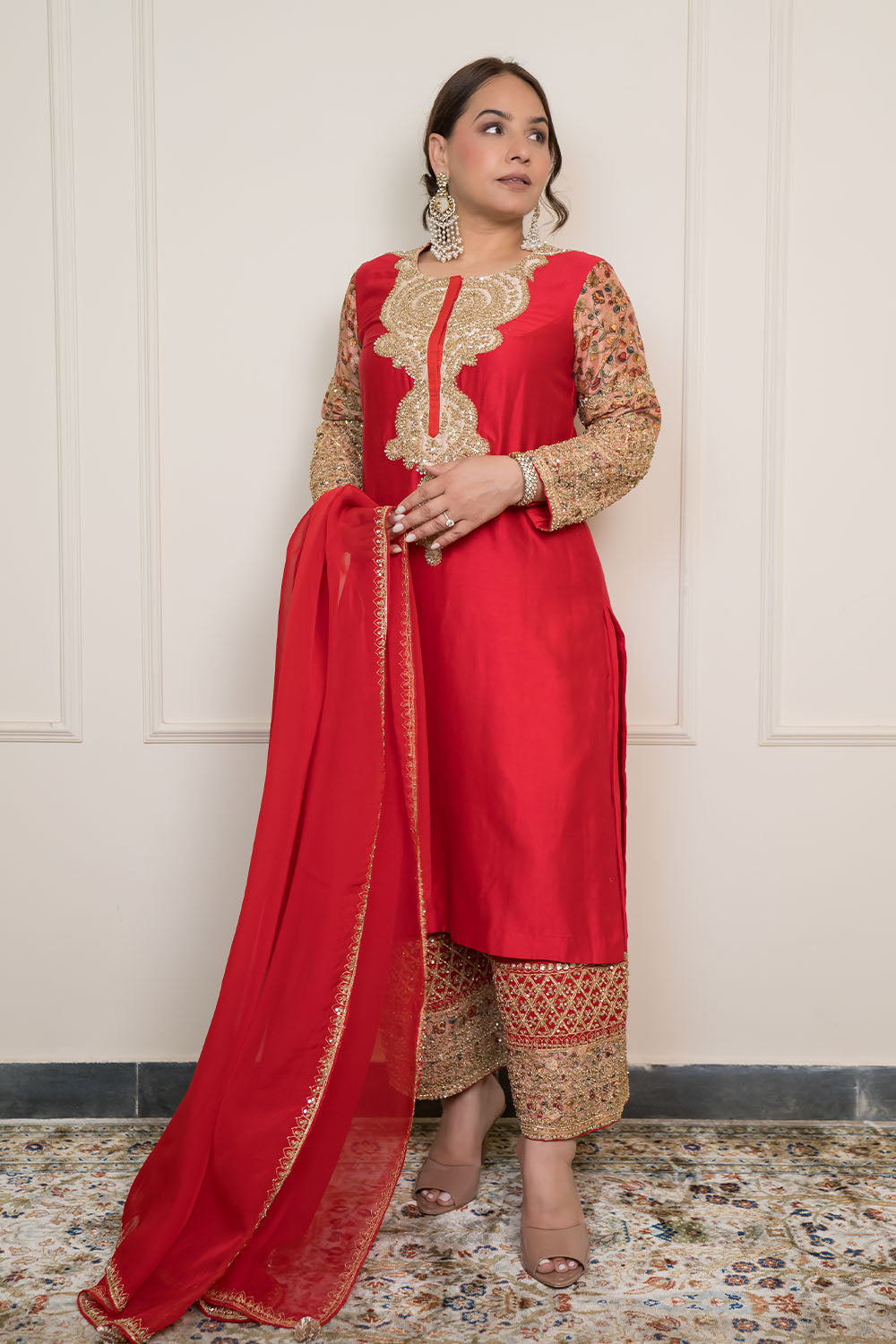 Printed Sleeves With Hand Embroidery