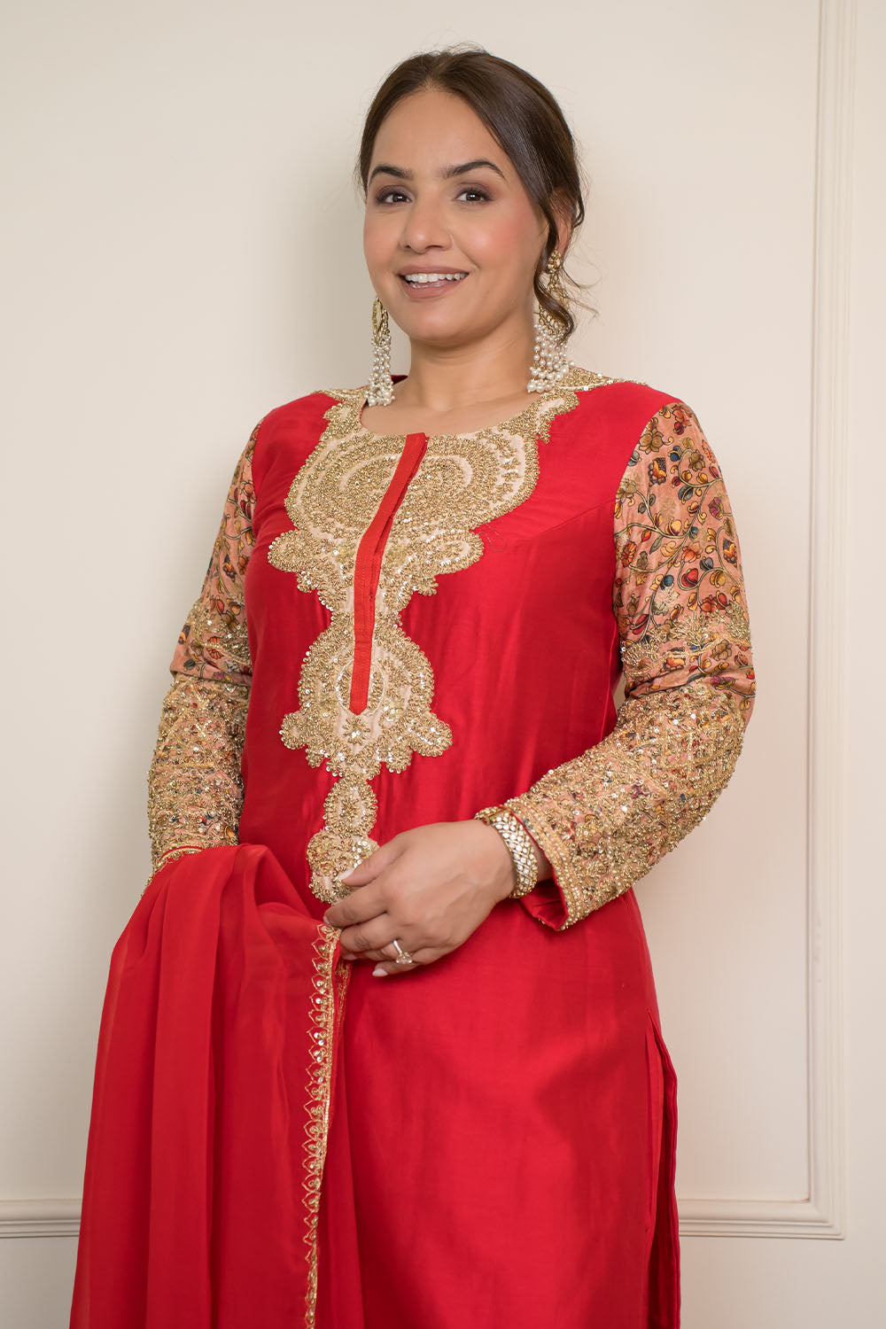Printed Sleeves With Hand Embroidery