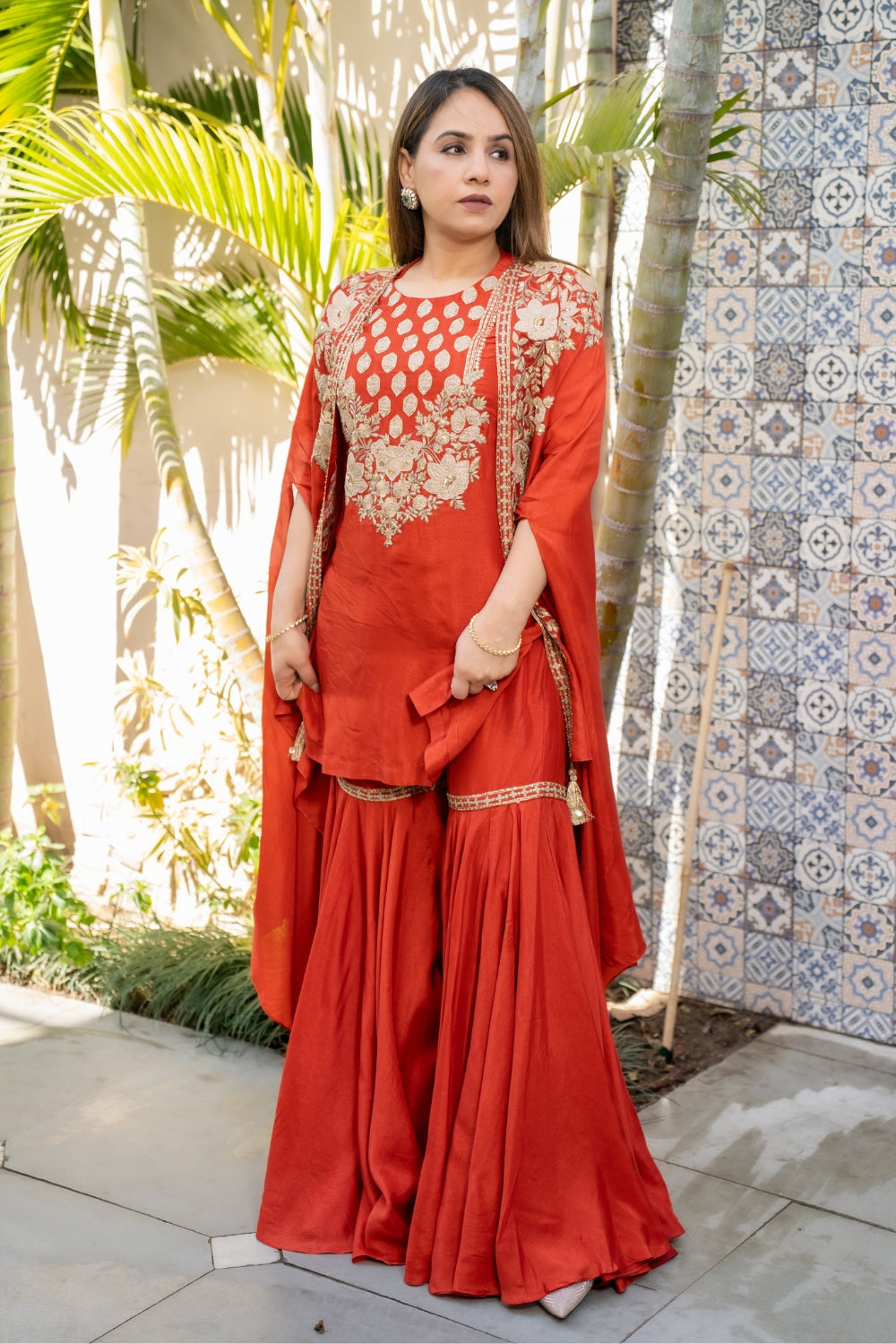 Surkh Zaria Sharara Set