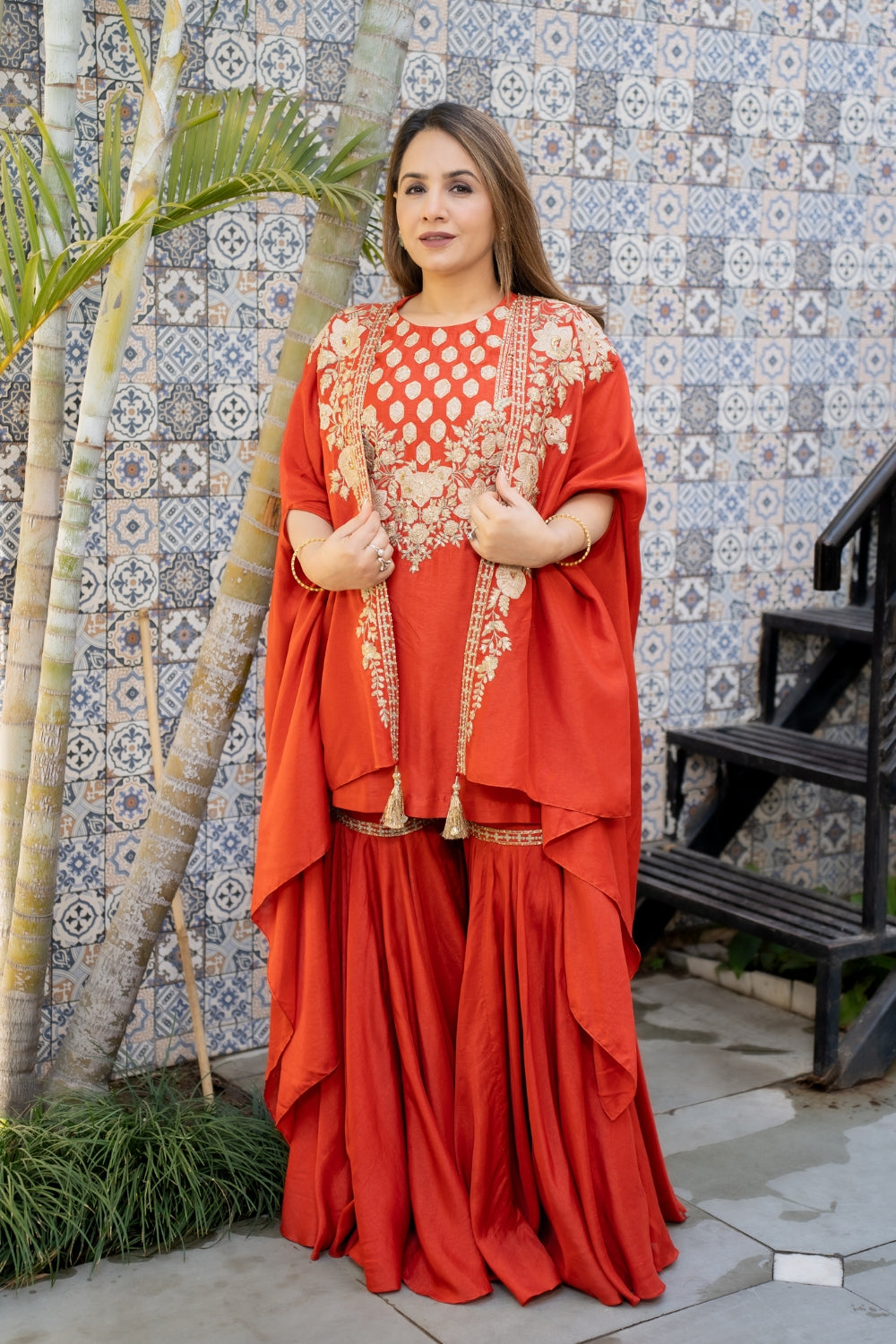 Surkh Zaria Sharara Set