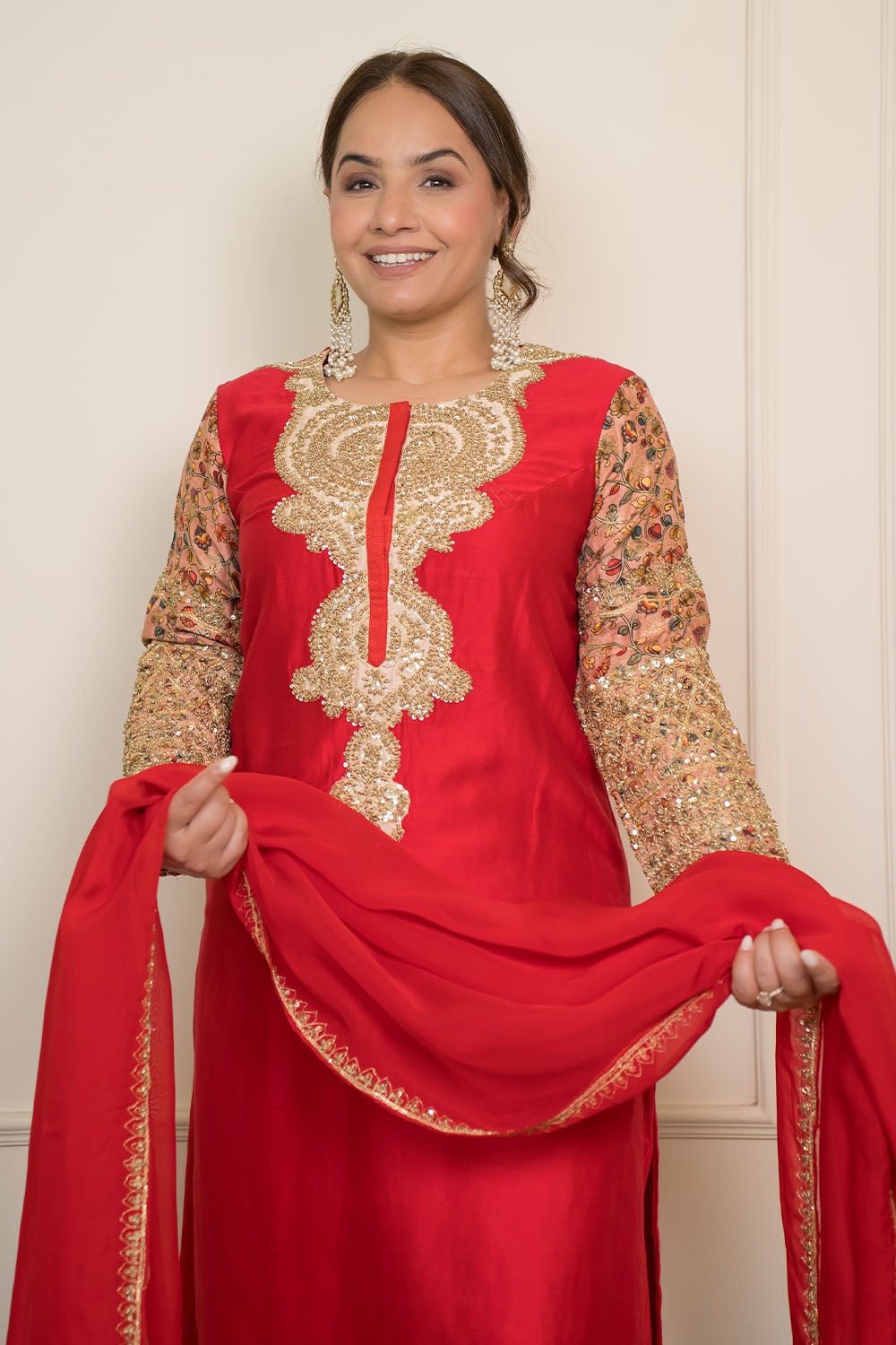 Printed Sleeves With Hand Embroidery