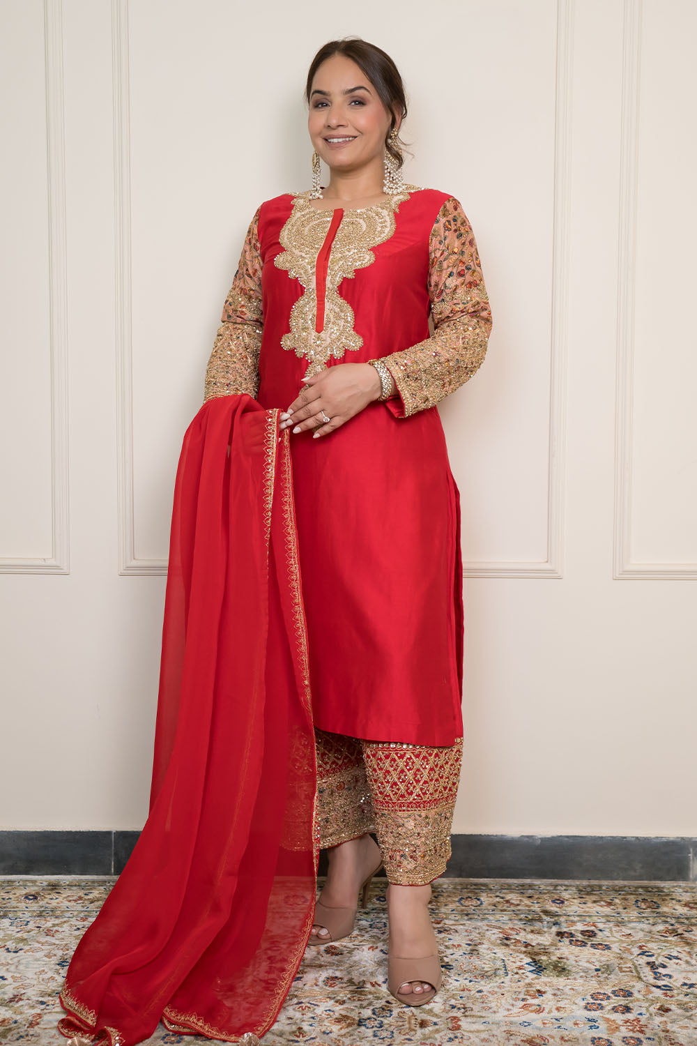 Printed Sleeves With Hand Embroidery